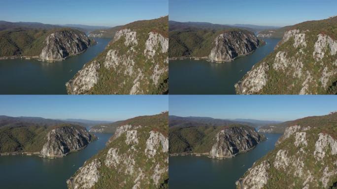 多瑙河喀山峡谷由初秋4k航拍视频
