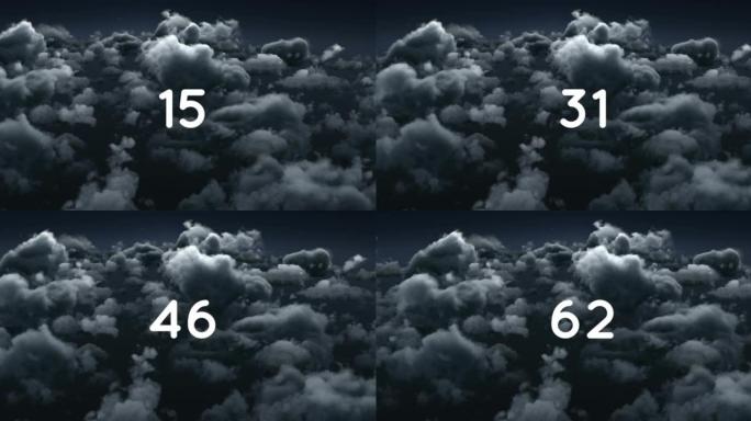 数字在云层上变化的动画
