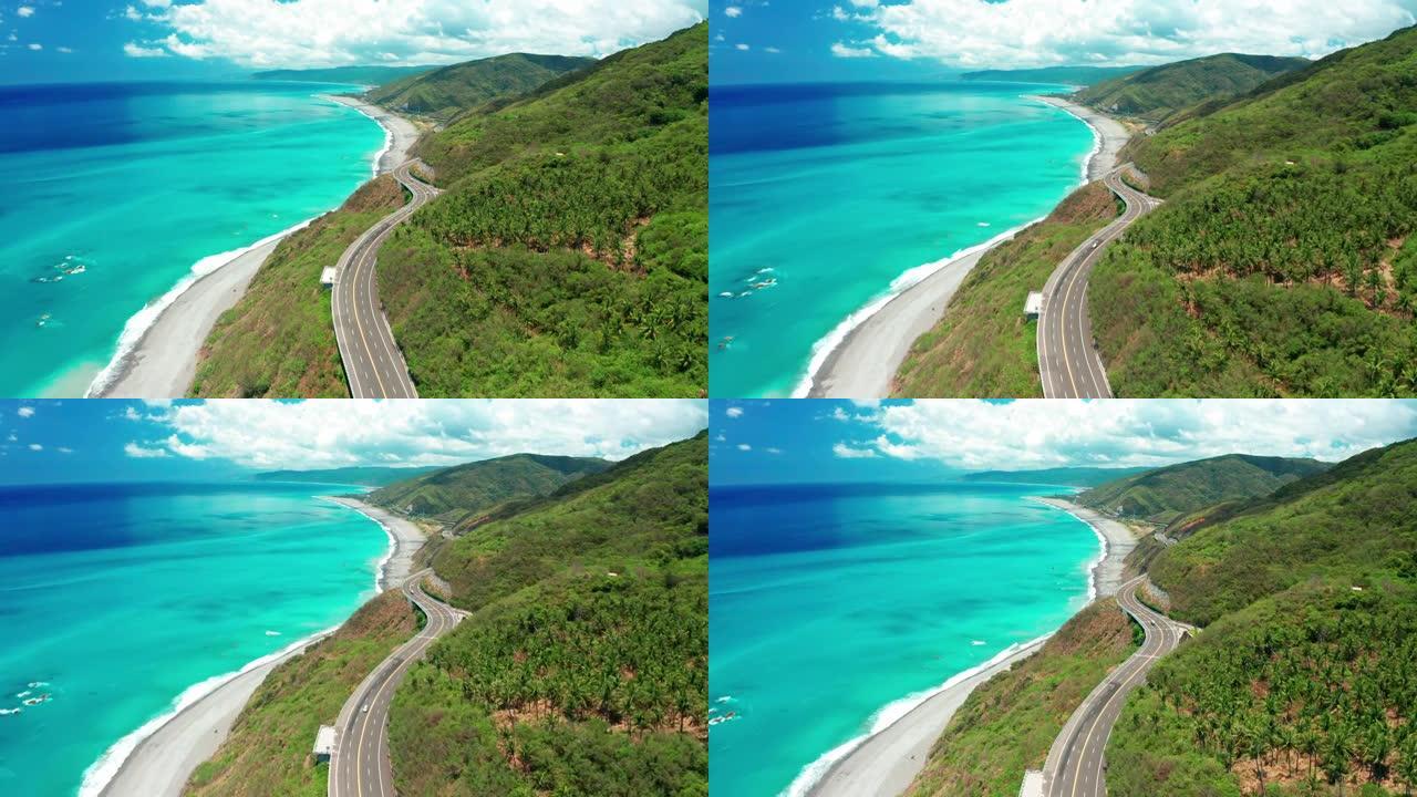 沿海公路曲线的鸟瞰图。台湾南连接公路。