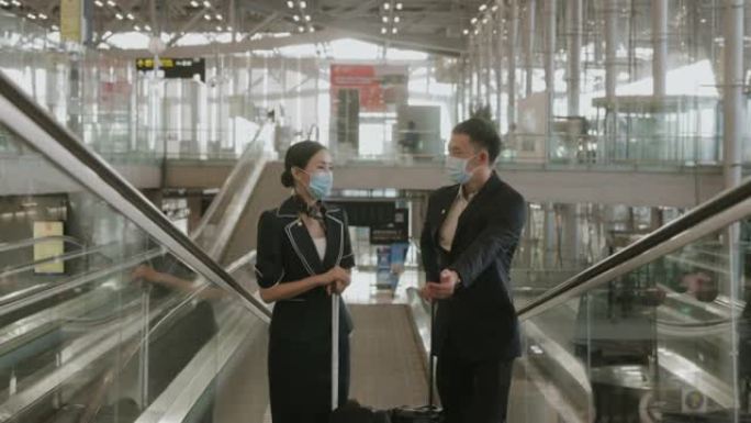 东南亚空乘人员夫妇在机场-股票视频