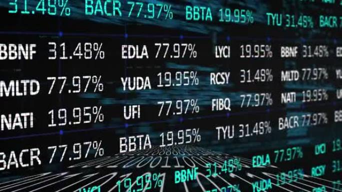 金融股票界面动画，通过二进制数据和信息处理