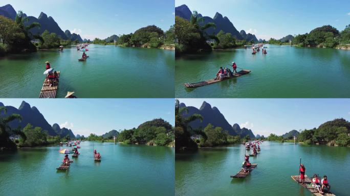 阳朔漓江遇龙河漂流竹排景区桂林山水游玩