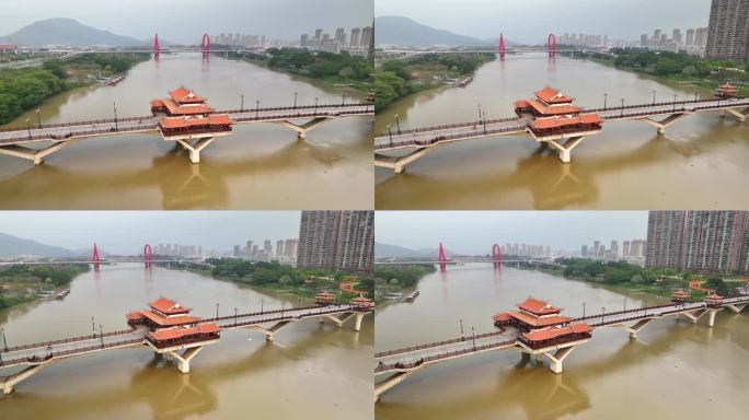 航拍福建漳州九龙江南山桥