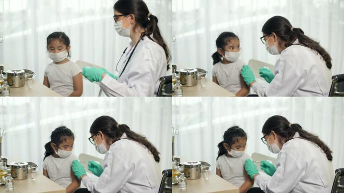 医生给小女孩接种新型冠状病毒肺炎疫苗，新型冠状病毒肺炎，冠状病毒注射