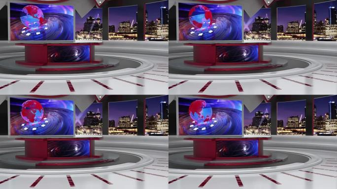 3D虚拟新闻工作室背景循环