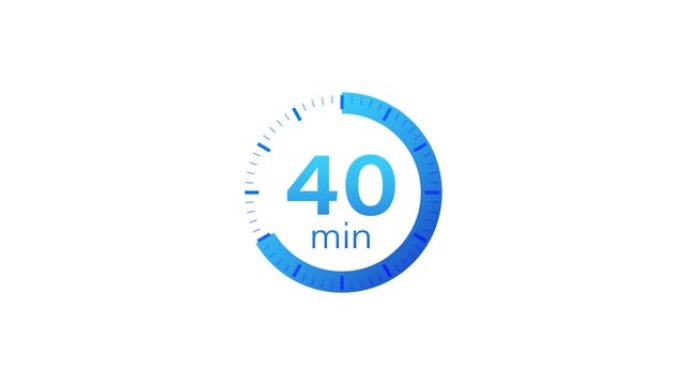 40分钟计时器。平面样式的秒表图标。运动图形。