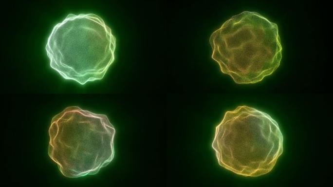 群青粒子能量球像素艺术。空间背景上帝射线能够循环无缝4k