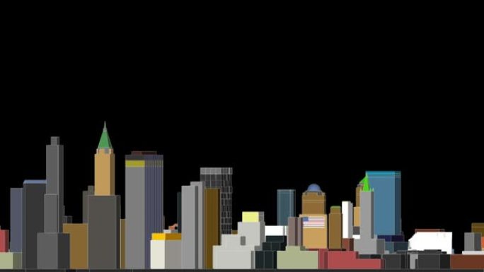 白色背景4k中鸟瞰图和工业概念的城市建筑和现代建筑建筑的3D动画