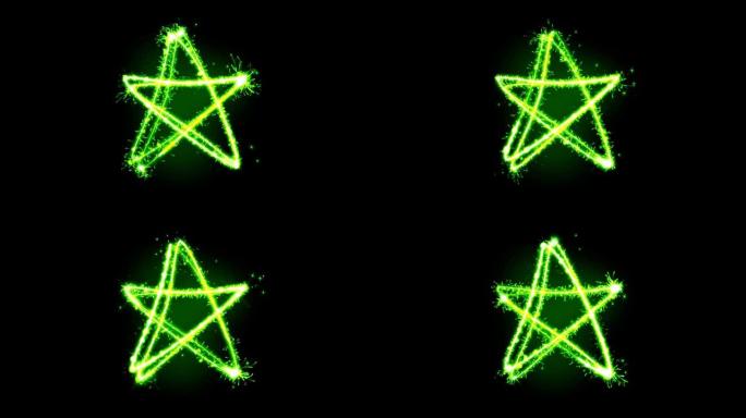 绿光闪闪发光的粒子塑造了星星。