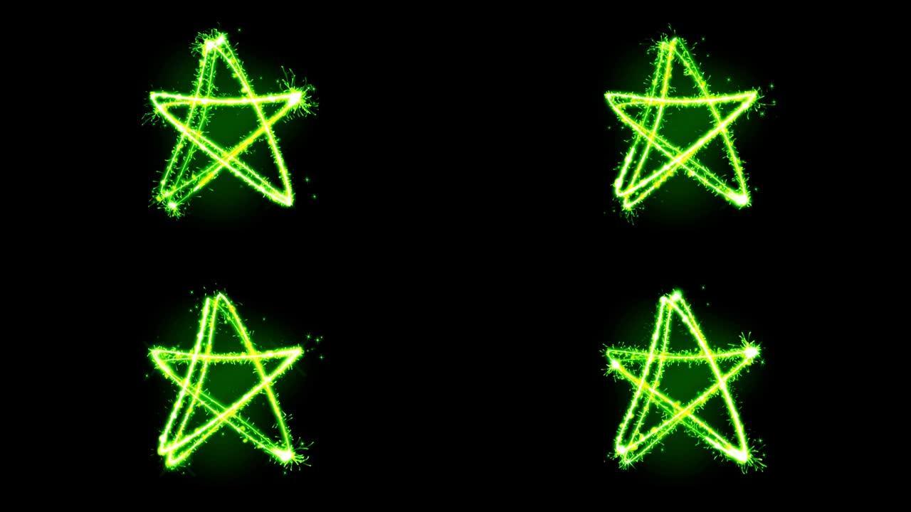 绿光闪闪发光的粒子塑造了星星。