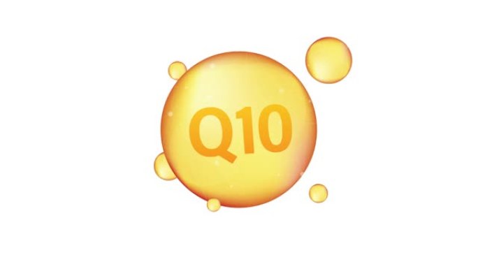 维生素q 10金色闪亮图标。抗坏血酸。运动图形。