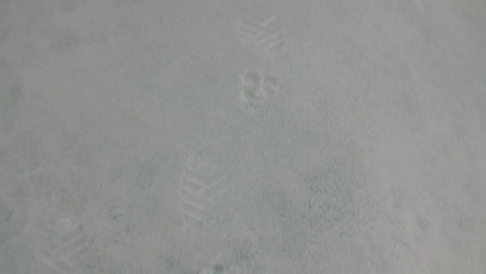 人在雪地上的痕迹。