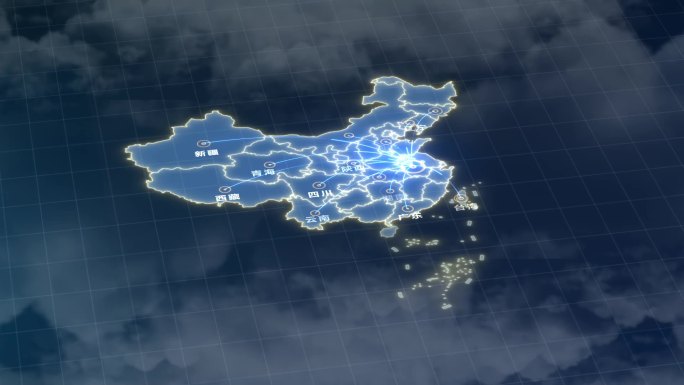 中国地图城市辐射周边区域AE模板