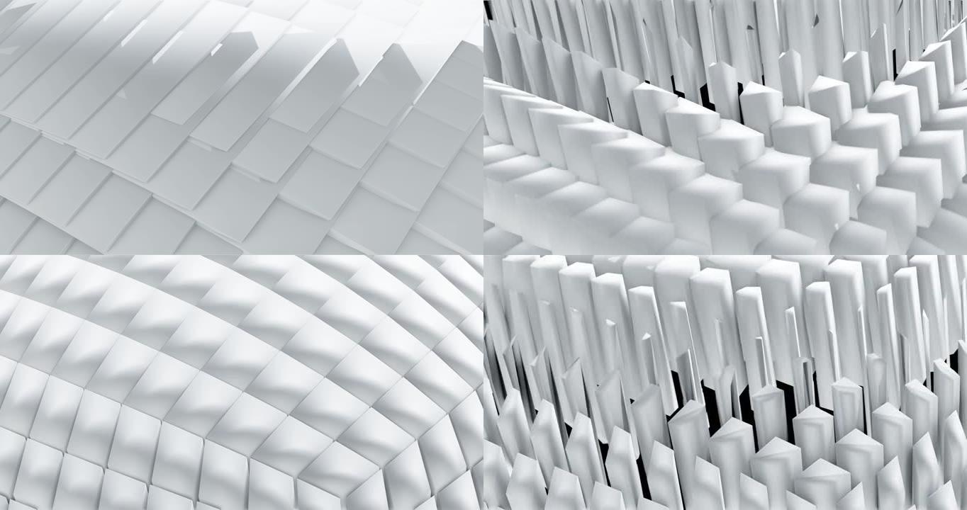 具有不断变化的几何形状的白色techno表面。