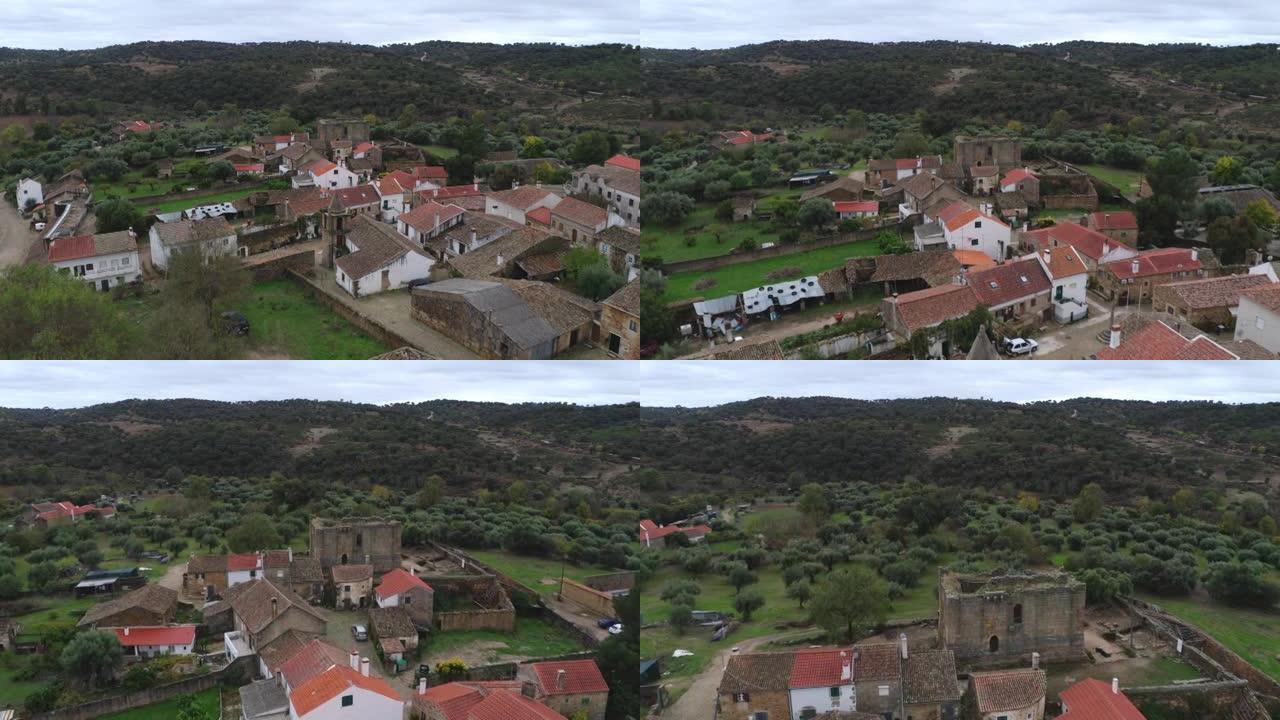 葡萄牙，以孟山都为背景的伊达尼亚无人机鸟瞰图