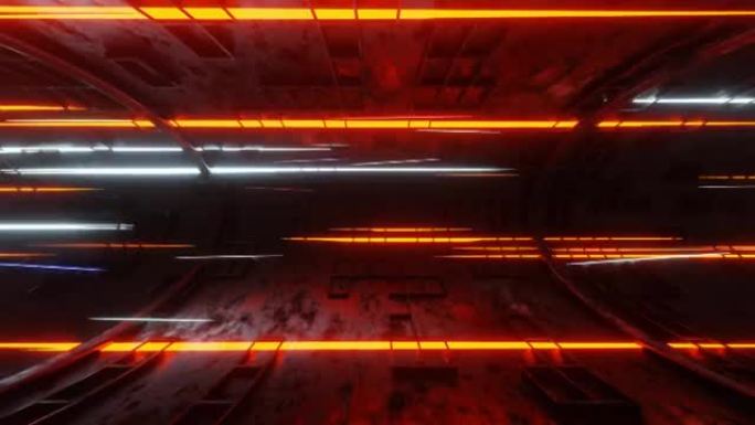 技术发光等离子发动机管隧道外星飞船背景3D渲染