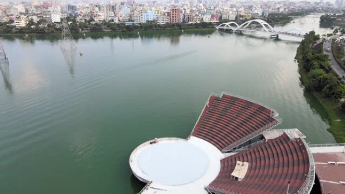 孟加拉国达卡哈蒂尔·杰希尔湖的无人机拍摄