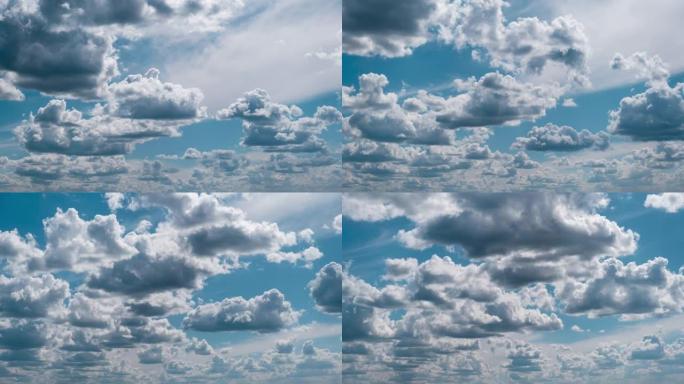 夏天的云以穿梭的形状漂浮在蓝天上，时光倒流