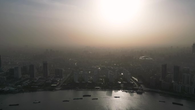 4k原素材-上海城市沙尘暴