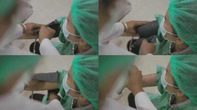 关闭了如何从患者手臂上取下心脏压力传感器-股票视频