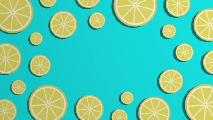 旋转柠檬水果片图案和复制空间