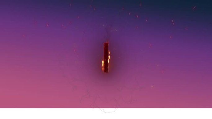 紫色背景上的1号火焰燃烧动画