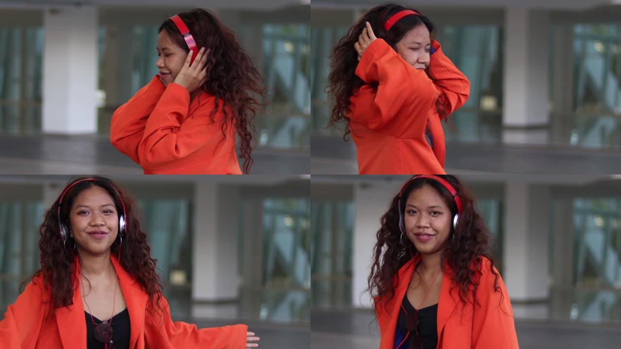 非裔美国黑人女士为社交媒体帐户录制时尚舞蹈动作。