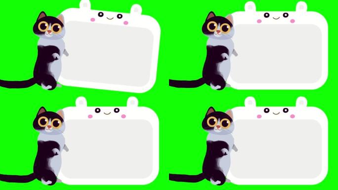 可爱猫咪小猫展示招牌卡通动画