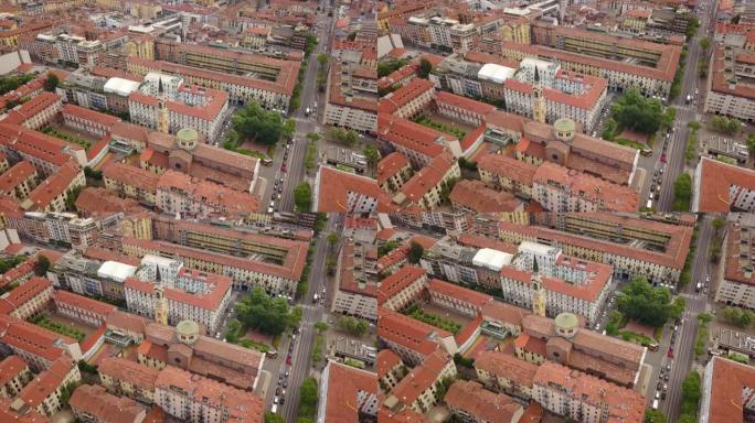 意大利白天米兰城市屋顶空中全景4k