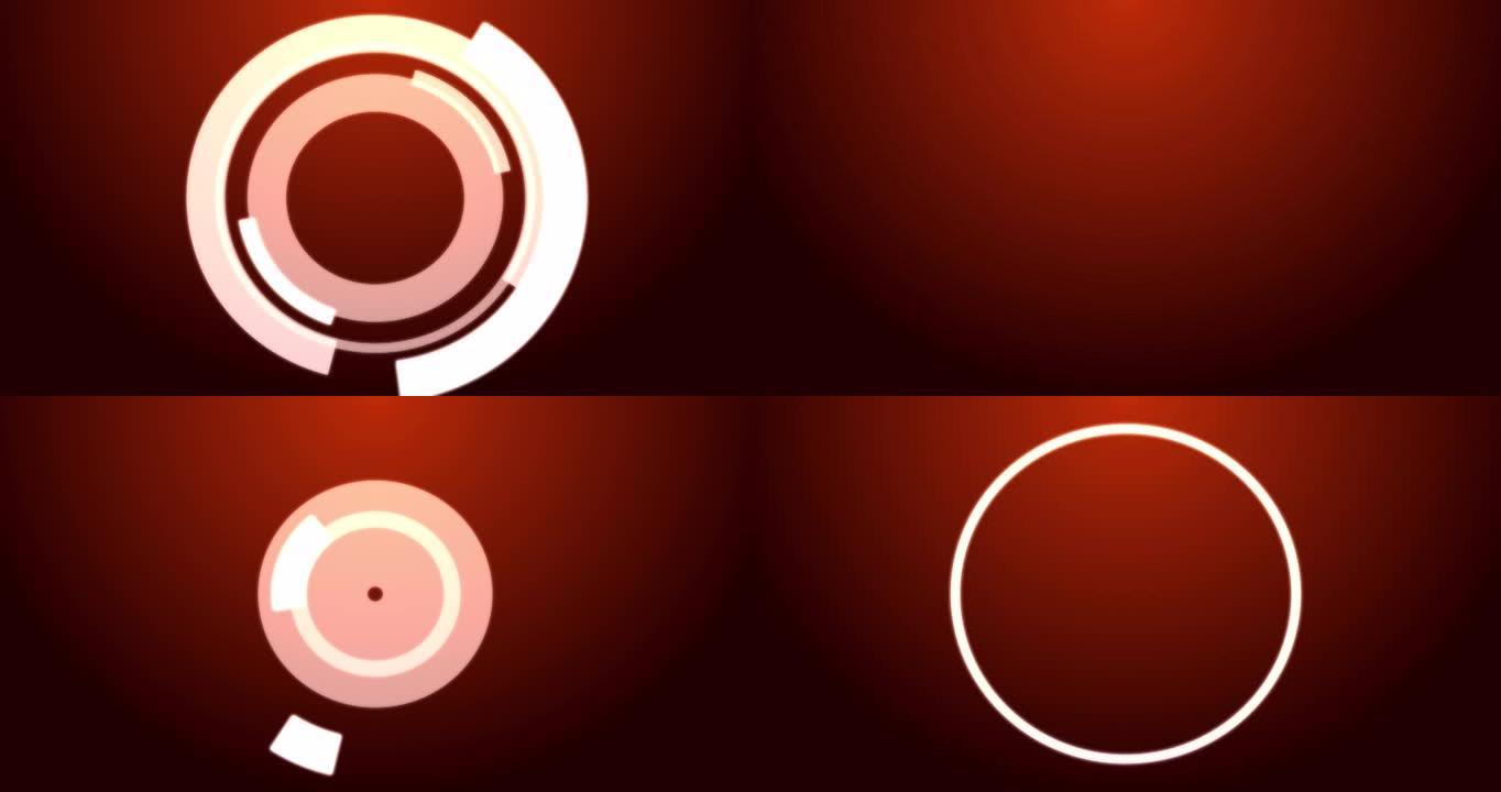 数字界面圆圈在红色背景上闪烁的动画