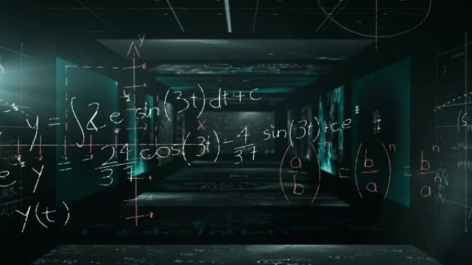 屏幕上的数据处理和数学方程式动画