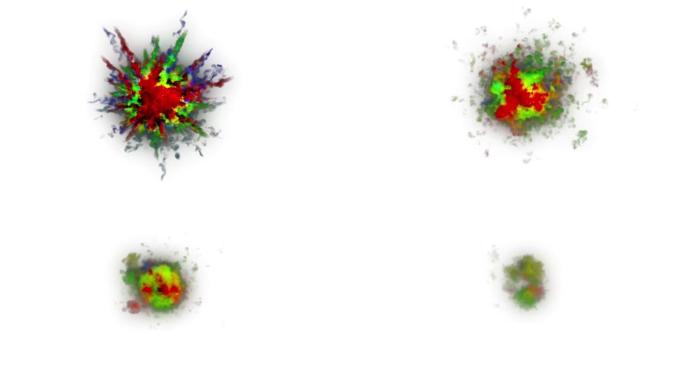 彩色粉末粉尘爆炸，白色背景4K