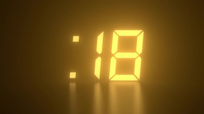 复古橙色发光数字30秒倒计时计时器显示