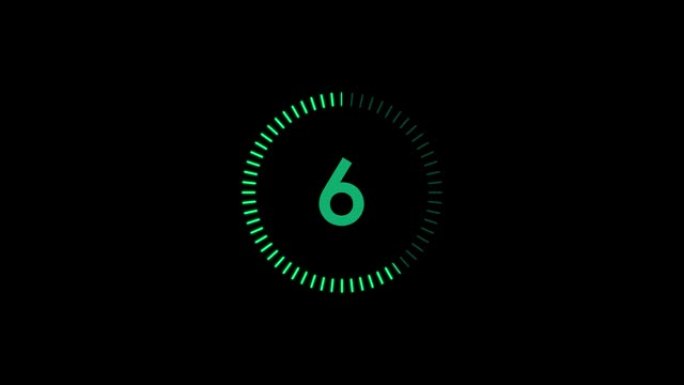 易于使用的透明背景上带圆圈条的十对一现代绿色数字倒计时计时器