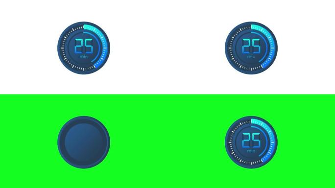 25分钟计时器。平面样式的秒表图标。运动图形。