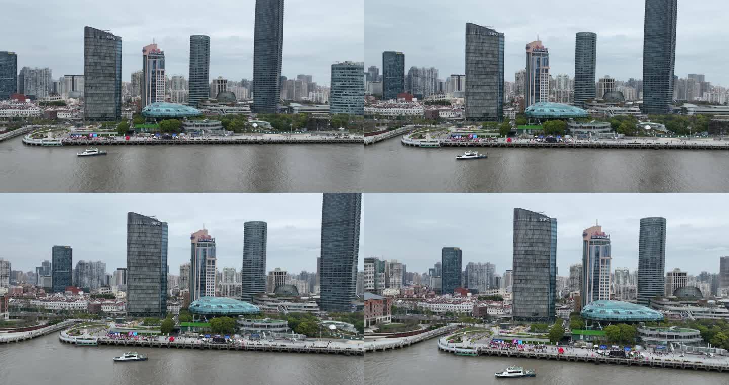 5K原素材-航拍上海虹口北外滩滨江步道