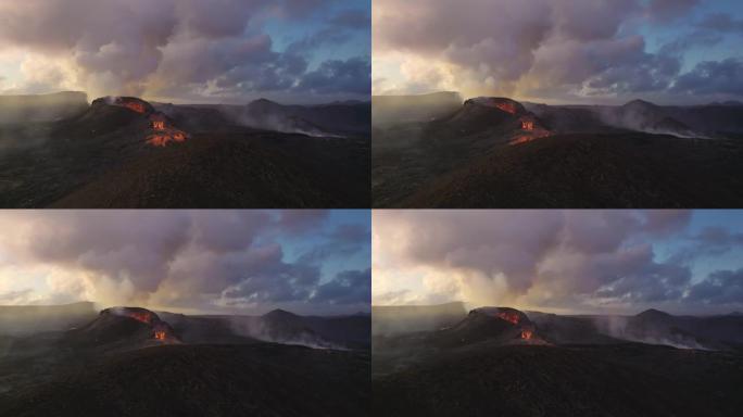 无人机爆发了fagradarsfjall火山