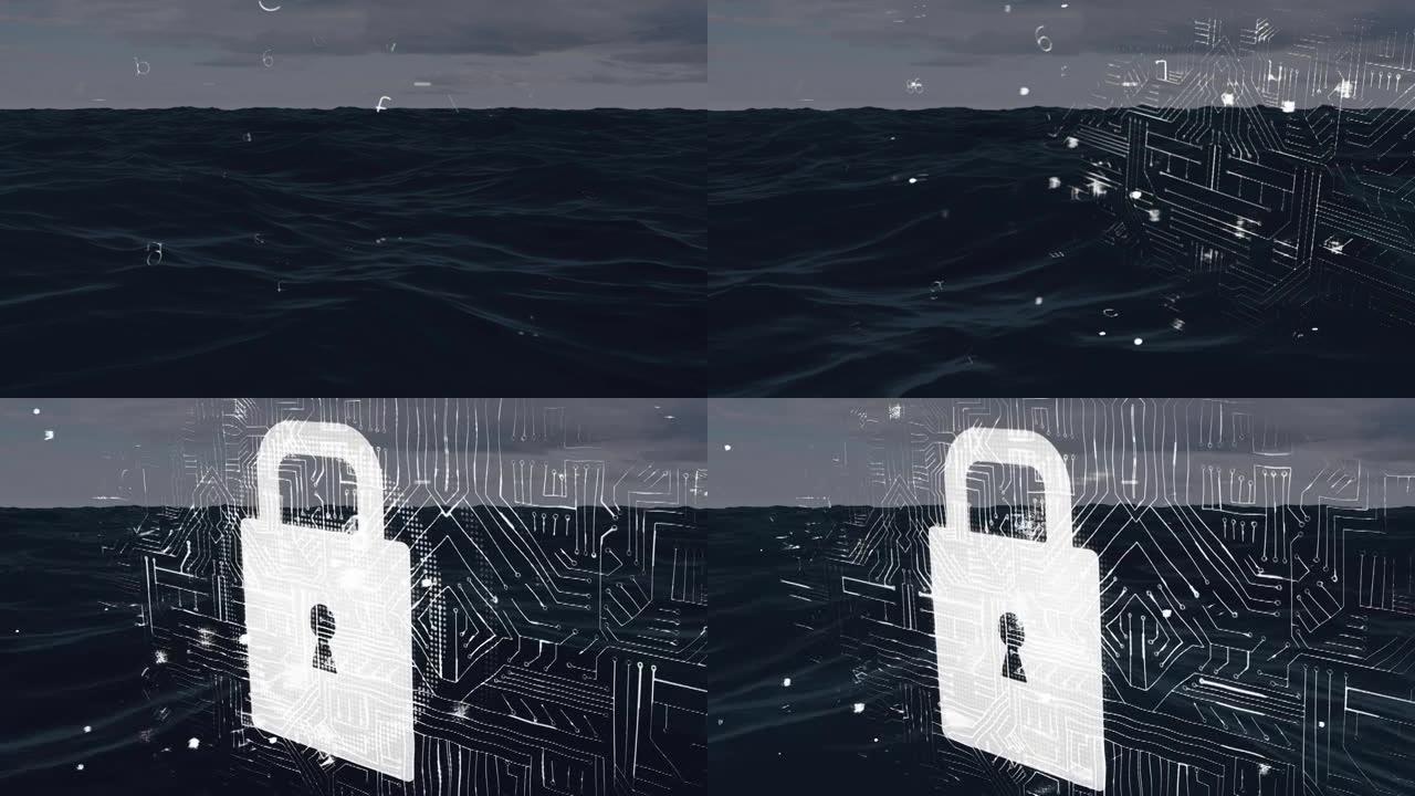 海浪上的网络安全动画