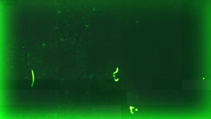 在带有滑动帧的绿色投影胶片上移动的深色痕迹和浅色划痕的动画