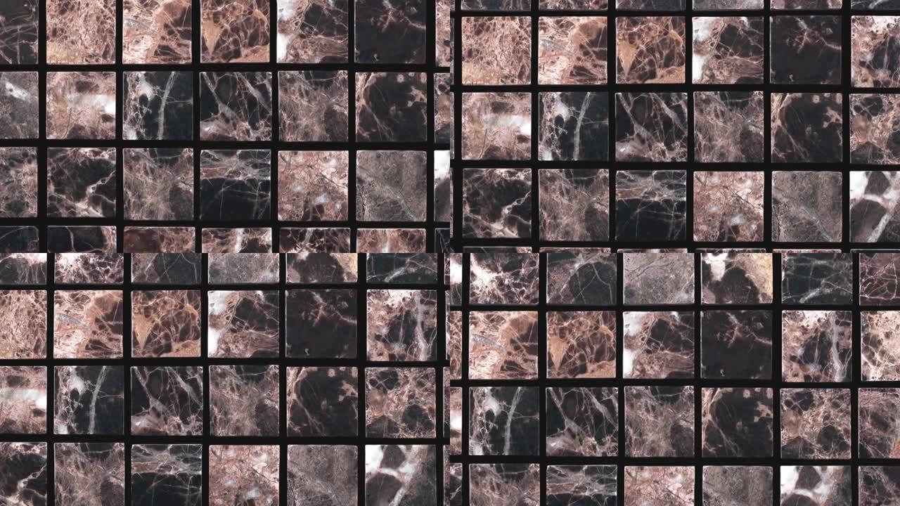 棕色大理石马赛克的视频背景和纹理。