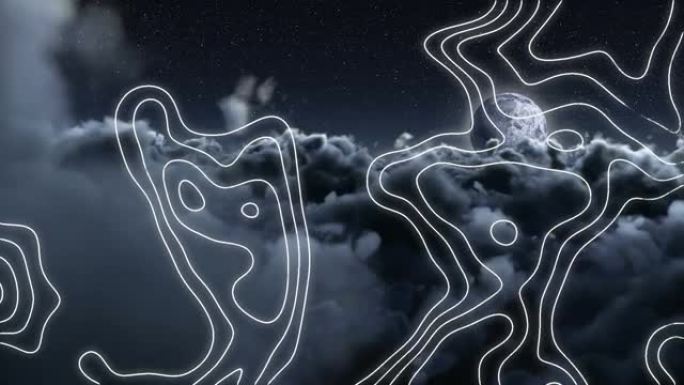 空中白色地图线网络的动画