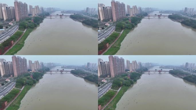 航拍福建漳州九龙江两岸生态公园建设