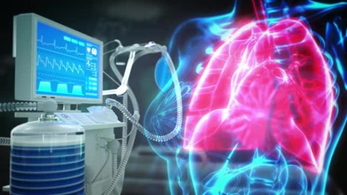 肺和ICU肺呼吸机，cg医疗3D动画
