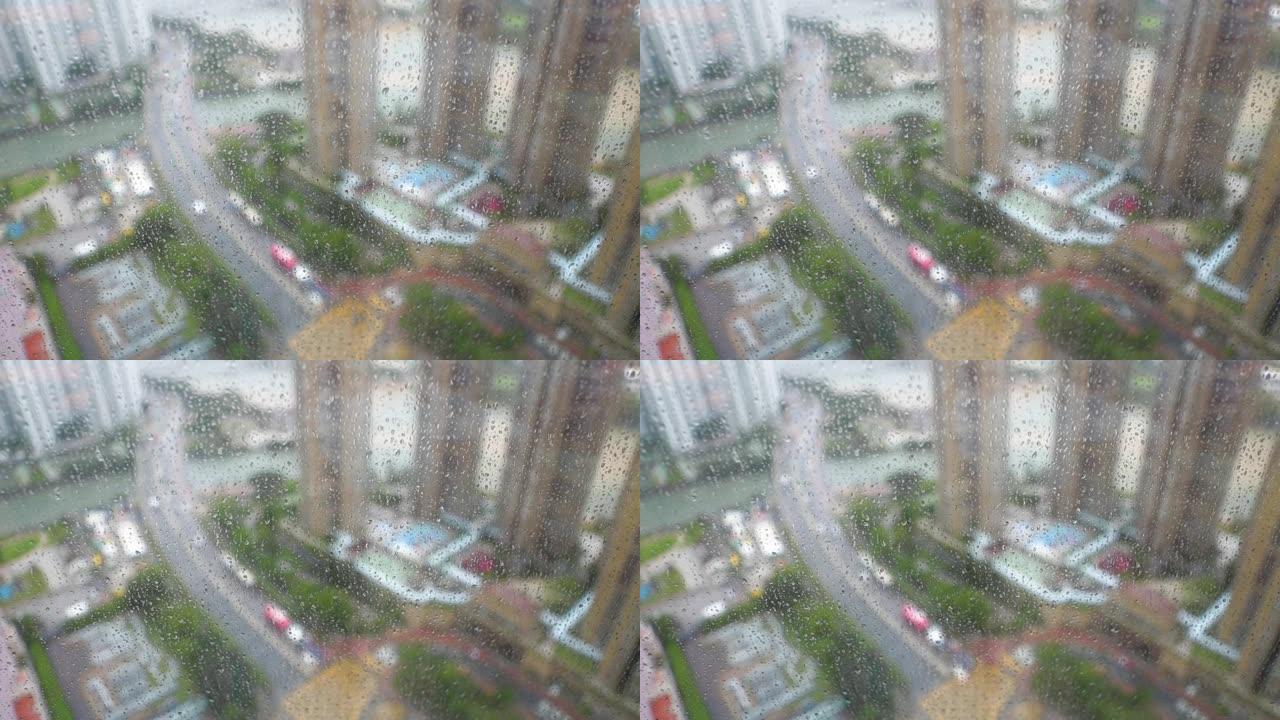 窗户上的雨滴。