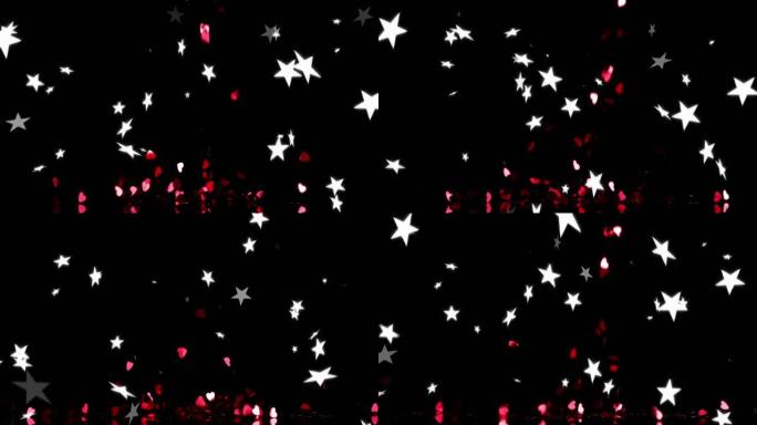 红心白星落在黑色背景上的动画