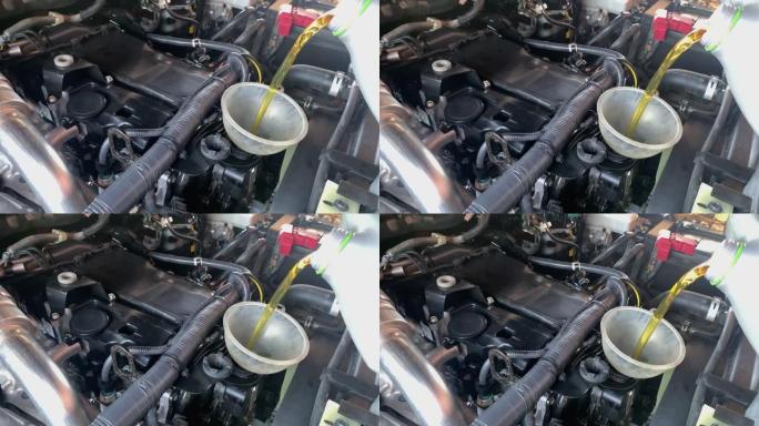发动机检查和更换机油和燃油滤清器的4k视频片段