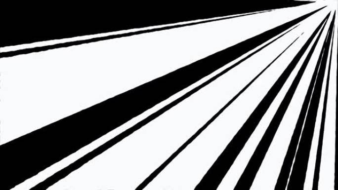 4k漫画卡通超快速度线从角循环动画黑白背景。动漫漫画速度线。动漫运动背景。快速线黑白。