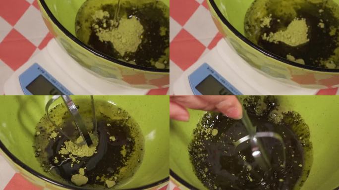 厨房秤称量融化抹茶粉 (2)