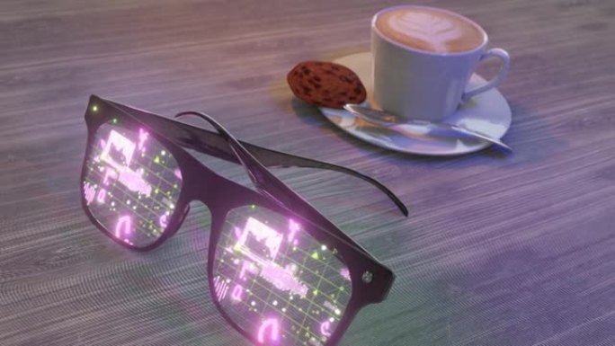 技术界面咖啡休息的智能眼镜