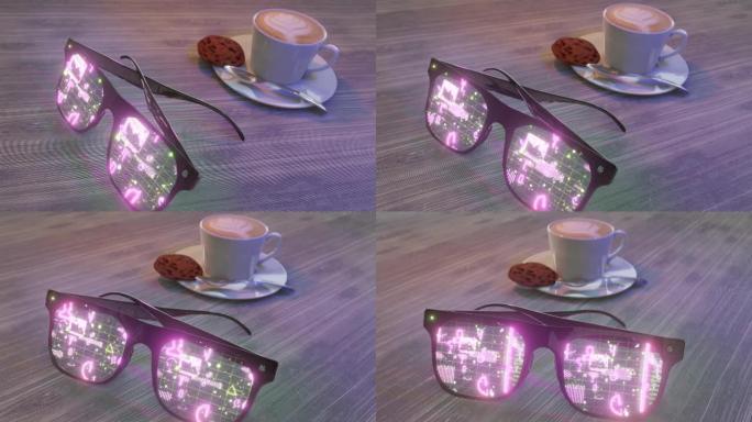 技术界面咖啡休息的智能眼镜